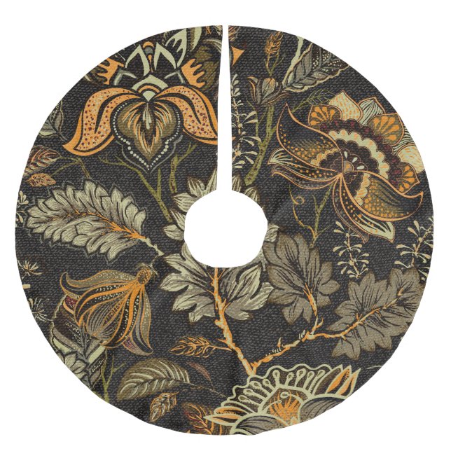 Indischer Blumenpaisley, nahtlos ethnisches Muster Polyester Weihnachtsbaumdecke (Vorderseite)