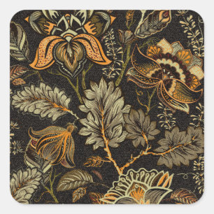 Indischer Blumenpaisley, nahtlos ethnisches Muster Quadratischer Aufkleber