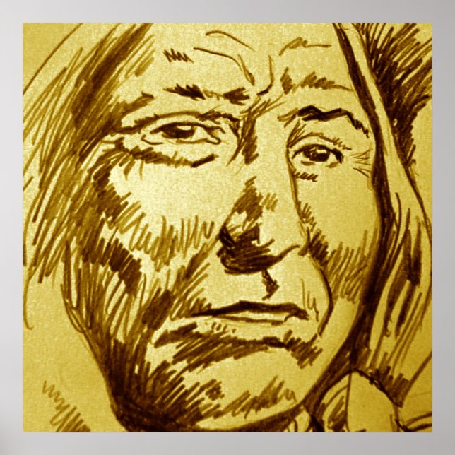 Indischer Chef-Bleistift-Sketch-Poster Poster (Vorne)