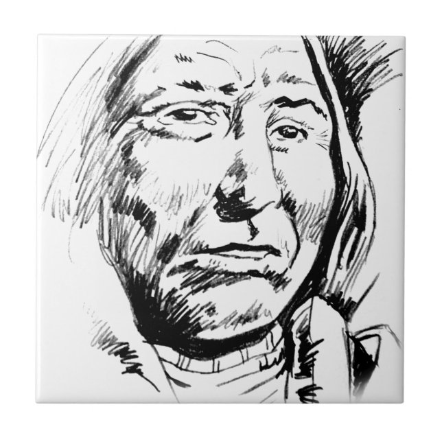 Indischer Chefink Sketch Motivierend Fliese (Vorderseite)