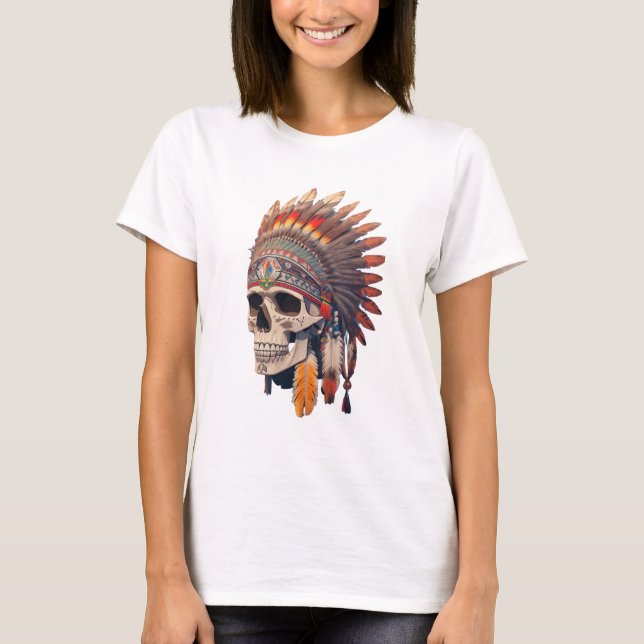 Indischer Chefskull | Indianischer Schädel T-Shirt (Vorderseite)