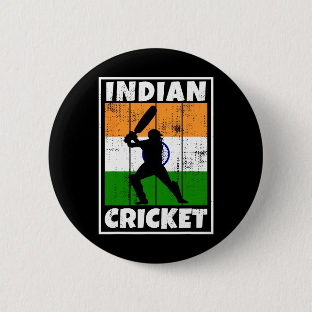 Indischer Cricket-Fan Flagge Indiens Cricket Button (Vorderseite)