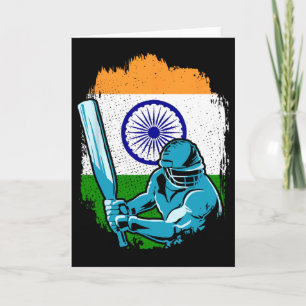 Indischer Cricket-Spieler Indische Flagge Cricket- Karte
