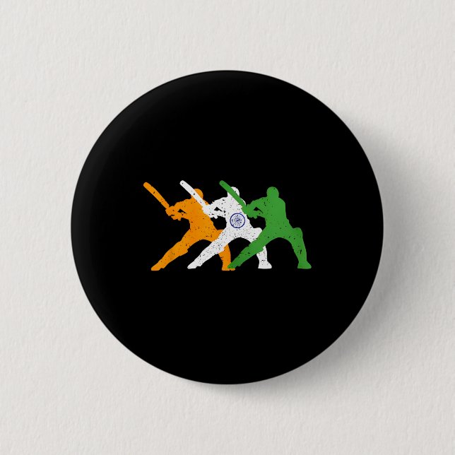 Indischer Cricket-Team-Cricketer-Fan-Tsmen-Flagge  Button (Vorderseite)