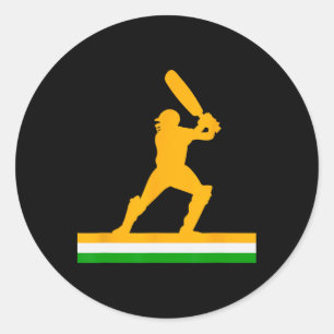 Indischer Cricketspieler Indien-Flagge Nationaler  Runder Aufkleber