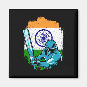 Indischer Cricketspieler Indische Flagge Cricket-F Magnet