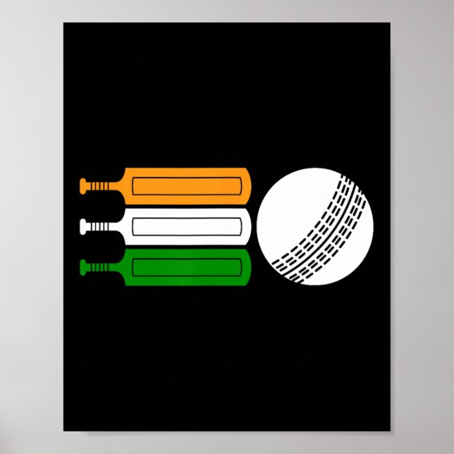 Indischer Cricketspieler Ll Indische Flagge Cricke Poster (Vorne)