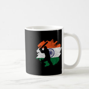 Indischer Cricketspieler Vintage Indische Flagge Kaffeetasse