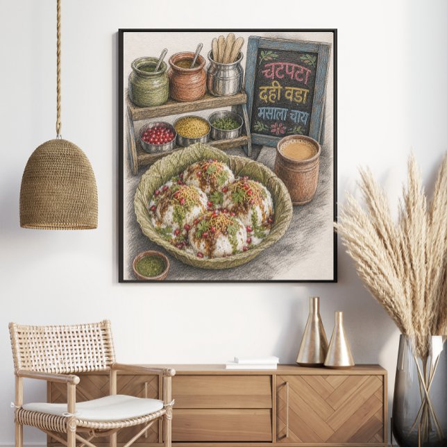 Indischer Dahi Vada Chaat und Masala Chai Poster (Von Creator hochgeladen)