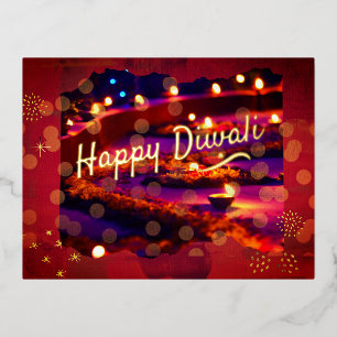 Indischer Diwali Folien Feiertagspostkarte