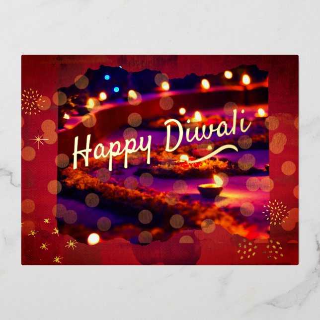 Indischer Diwali Folien Feiertagspostkarte (Vorderseite)