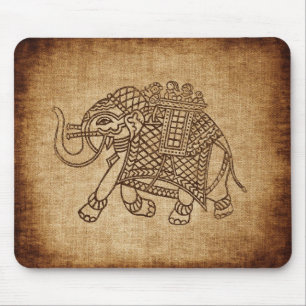 Indischer Elefant auf Burlap Mousepad