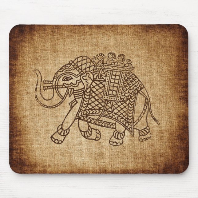 Indischer Elefant auf Burlap Mousepad (Vorne)