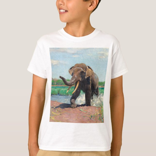 Indischer Elefant bei einem Waterhole von Wilhelm  T-Shirt (Vorderseite)