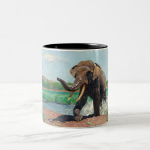 Indischer Elefant bei einem Waterhole von Wilhelm Zweifarbige Tasse