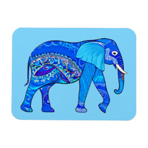 Indischer Elefant in einem blau-arabischen Muster Magnet