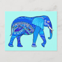 Indischer Elefant in einem blau-arabischen Muster