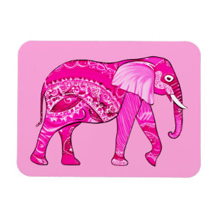 Indischer Elefant in einem Fuchsia Pink Arabesque Magnet