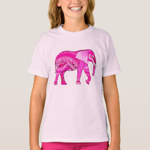 Indischer Elefant in einem Fuchsia Pink Arabesque  T-Shirt