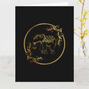 Indischer Elefant in goldenem Rahmen-Lotus-Dekor Karte