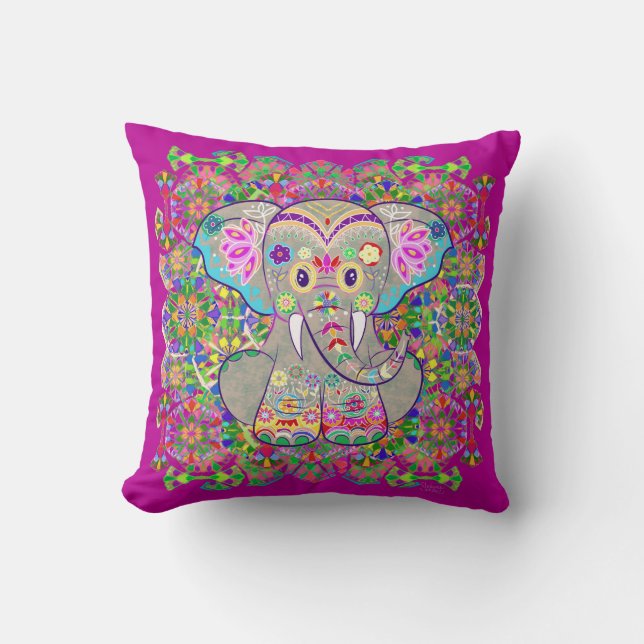 Indischer Elefant Kissen (Vorderseite)