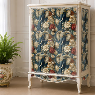 Indischer Elefant mit Tiger Vintage-Decoupage Seidenpapier