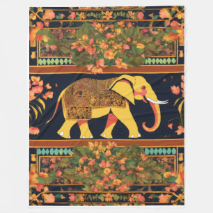 Indischer Elefant Print Blanket - weich, gemütlich Fleecedecke