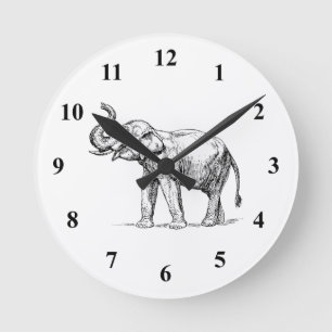 Indischer Elefant Runde Wanduhr