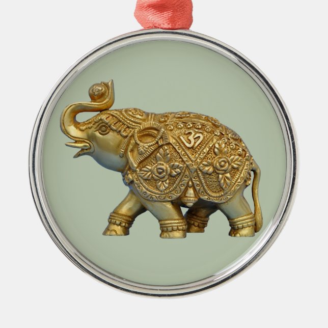 Indischer Elefant Silbernes Ornament (Vorne)