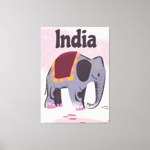 Indischer Elefant Vintage-Reiseplakat-Druck. Leinwanddruck