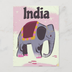 Indischer Elefant Vintage-Reiseplakat-Druck. Postkarte