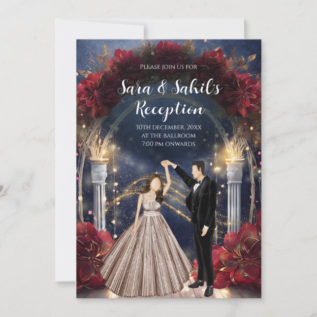 Indischer Empfang Karten Sangeet Einladungen (Vorderseite)