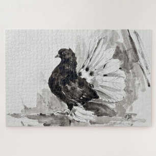 Indischer Fantailschwanztäubchen Eyeliner Henne Puzzle