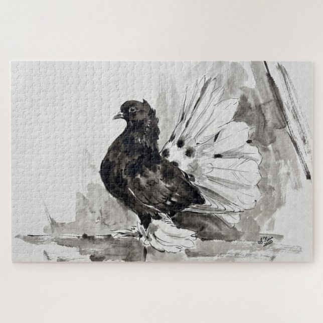 Indischer Fantailschwanztäubchen Eyeliner Henne Puzzle (Horizontal)