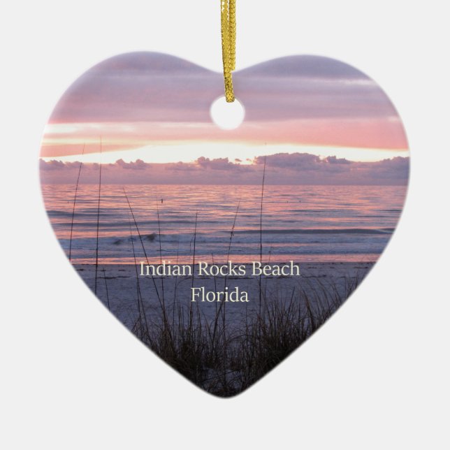 Indischer Felsen-Strand, Florida-Sonnenuntergang Keramikornament (Vorne)