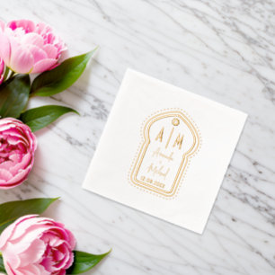 Indischer Film Stanzte Napkins mit Monogrammen. Servietten Mit Folie