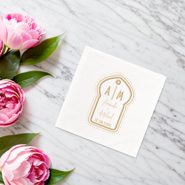 Indischer Film Stanzte Napkins mit Monogrammen. Servietten Mit Folie (Insitu (Hochzeit))