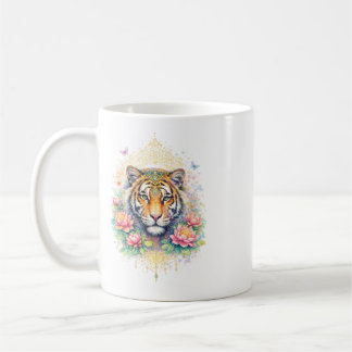 Indischer Frühling - Tiger mit Blumen Kaffeetasse