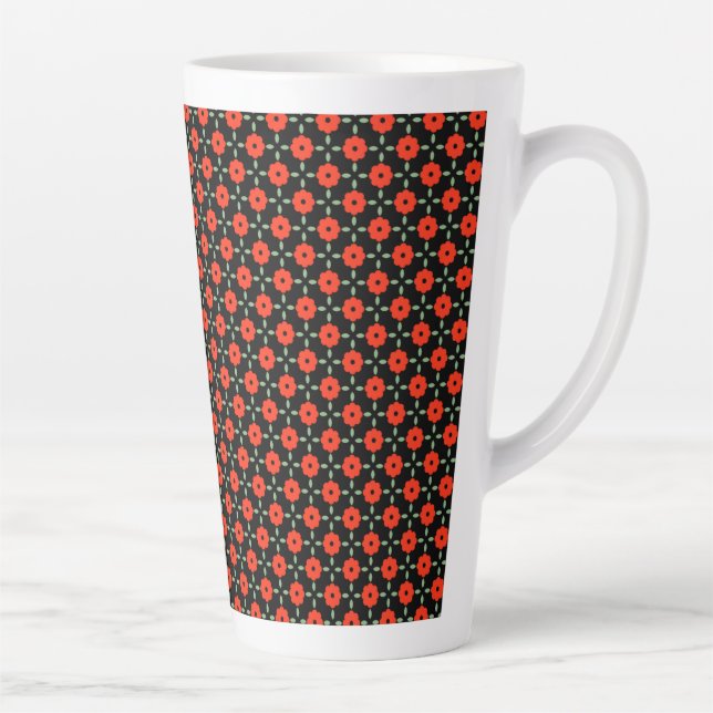 Indischer Hintergrund des roten Blütenmusters Milchtasse (Rechts)