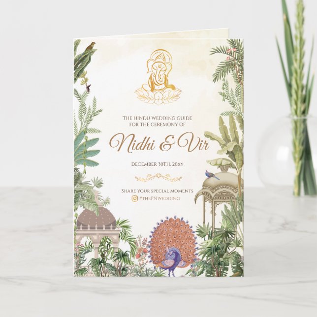 Indischer Hochzeitführer & Hindu-Zeremonie-Program Programm (Vorderseite)