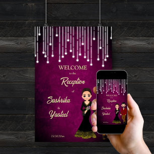 Indischer Hochzeitsempfang niedliches Ehepaar Begr Poster