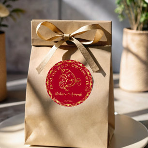 Indischer Hochzeitsmaroon und Gold Ganesha vielen  Runder Aufkleber