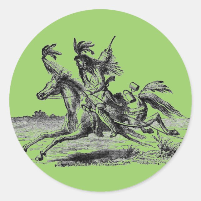 Indischer Horseback-Sticker Runder Aufkleber (Vorderseite)