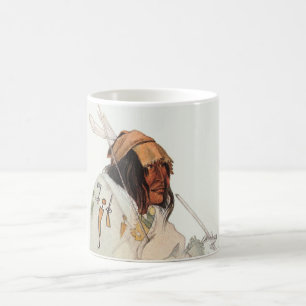 Indischer Krieger mit Pfeife Porträt von Karl Bodm Kaffeetasse