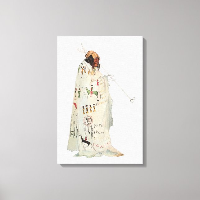 Indischer Krieger mit Pipe Portrait von Karl Bodme Leinwanddruck (Vorderseite)