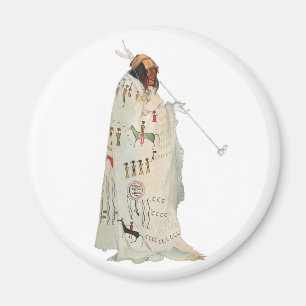 Indischer Krieger mit Pipe Portrait von Karl Bodme Magnet