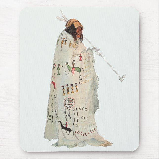 Indischer Krieger mit Pipe Portrait von Karl Bodme Mousepad (Vorne)