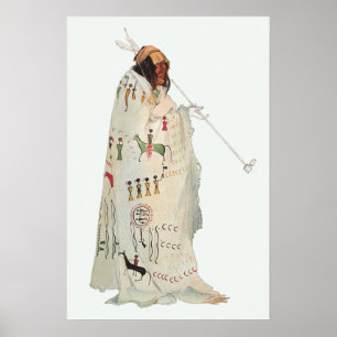 Indischer Krieger mit Pipe Portrait von Karl Bodme Poster