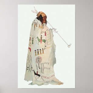 Indischer Krieger mit Pipe Portrait von Karl Bodme Poster