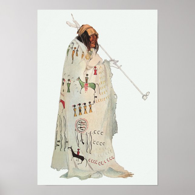 Indischer Krieger mit Pipe Portrait von Karl Bodme Poster (Vorne)